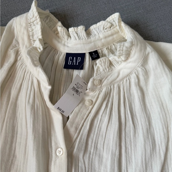 NWT GAP Puff Sleeve Smocked Top Off White / Cream - Picture 2 of 4